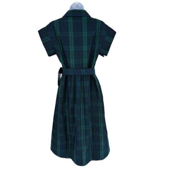 Tuckernuck NEW Blackwatch Chloe Plaid Navy Green Classic Midi Dress Size M - Picture 8 of 12